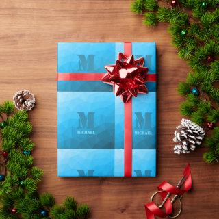 Light blue cyan geometric mesh pattern Monogram