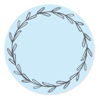 Light blue Jar/ Spice Blank Hand Drawn Wreath   Classic Round Sticker