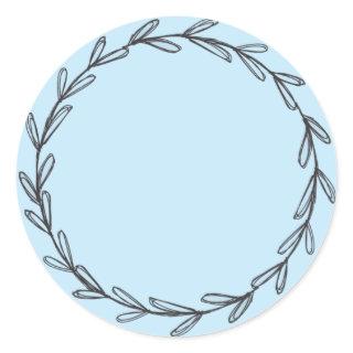 Light blue Jar/ Spice Blank Hand Drawn Wreath   Classic Round Sticker