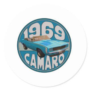 Light Blue Line 1969 Camaro Super Sport Classic Round Sticker