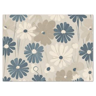 Light Blue Modern Groovy Daisy Flowers Tissue Paper