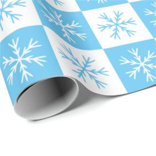 Light Blue Snowflake Checkered Pattern Holiday