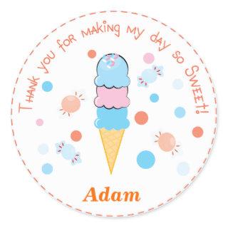 Light blue Whimsical Ice cream Party Sticker