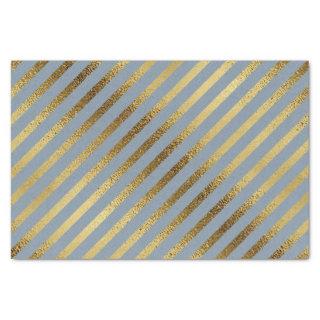 Light Blue with Diagonal Gold Stripes Tissue Paper