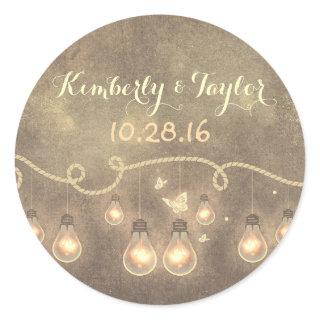 Light Bulbs - String Lights Wedding Classic Round Sticker