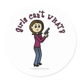 Light Female Sharpshooter Classic Round Sticker