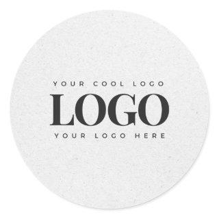 Light Gray Kraft &Custom Business Rectangle Logo Classic Round Sticker