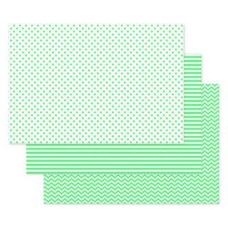 Light Green and White Stripes Chevron Polka Dots  Sheets