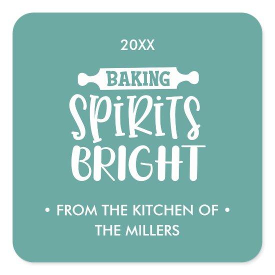 Light Green | Christmas Baking Spirits Bright Square Sticker