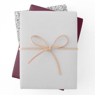Light Grey Silver Glitter Burgundy Bridal Shower  Sheets
