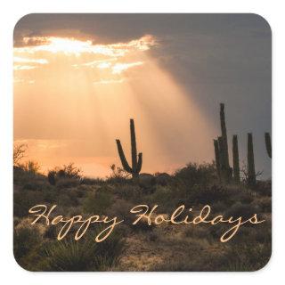 Light in the Desert, Happy Holidays Square Sticker