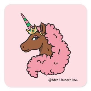 Light Pink Afro Unicorn Square Sticker