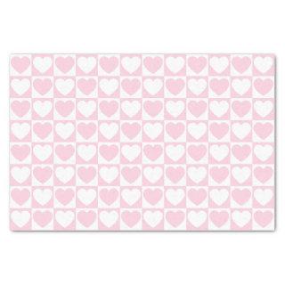 Light Pink and White Checkered Pattern With Hearts Tissue Paper
