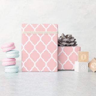 Light Pink and White Moroccan Quatrefoil