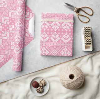 Light Pink and White Winter Fair Isle Christmas