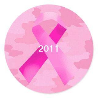 Light Pink Camouflage Pink Ribbon Date Stickers