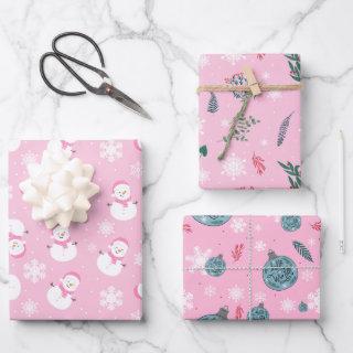 Light Pink & White Cute Winter Snow  Sheets
