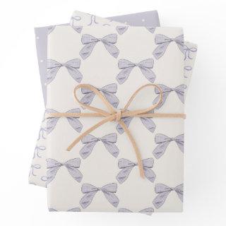 Light Purple Plaid Bow Elegant Neutral Baby Shower  Sheets
