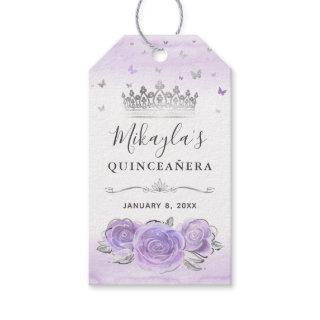 Light Purple Roses Silver Crown Thank You Favor Gift Tags