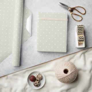 Light Sage Green and White Polka Dots Pattern