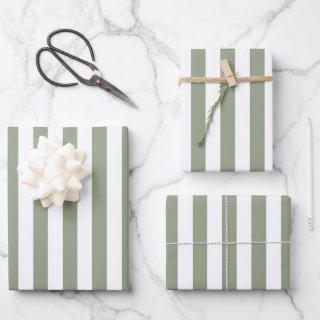 Light Sage Green and White Stripe  Sheets