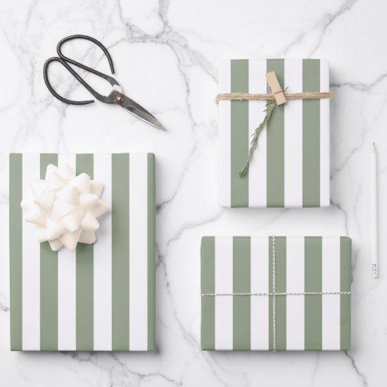 Light Sage Green and White Stripe  Sheets