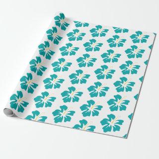 Light Sea Green on White Hibiscus