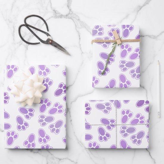 Light Shades of Purple Easter Bunny Feet Pattern  Sheets