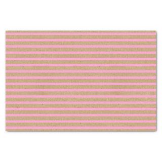 Light Summer Pink Lines On Faux Rustic Brown Kraft Tissue Paper