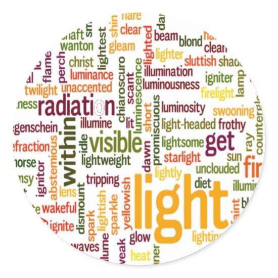 Light Word Cloud Art Print Classic Round Sticker