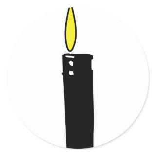 lighter with flame icon classic round sticker