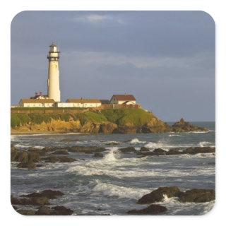 Lighthouse at Pigeon Point State Beach in San 2 Square Sticker