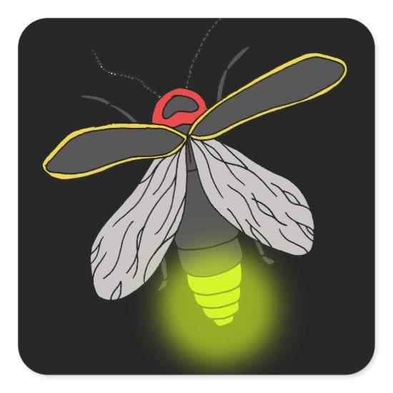 lightning bug flight lit square sticker