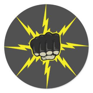 Lightning fist classic round sticker