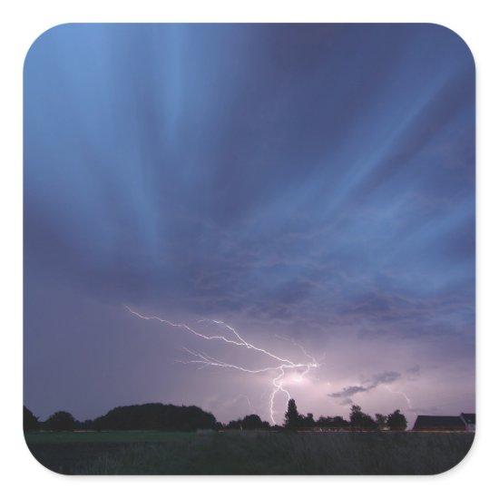 Lightning Striking During Thunderstorm Square Sticker