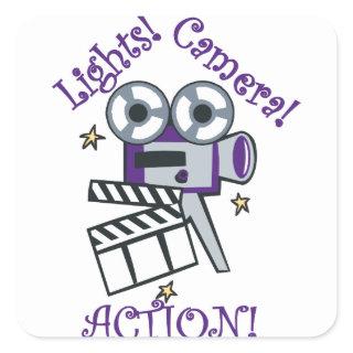 Lights Camera Action Square Sticker