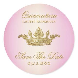 Lilac Blush Burgundy Save The Date Quinceanera Classic Round Sticker