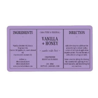 Lilac Essential Oil Cosmetic Bottle Wrap Around Label