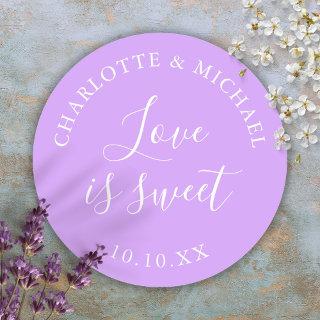 Lilac Love Is Sweet Wedding Favor  Classic Round Sticker
