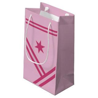 Lilac Pink Diagonal Stripes Star Modern Graphic Small Gift Bag