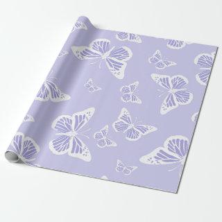 Lilac Purple and White Butterfly Motif Pattern