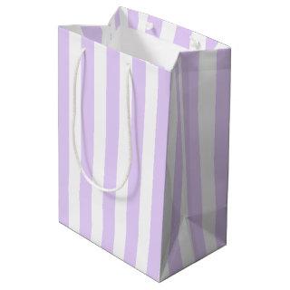 Lilac purple and white candy stripes medium gift bag