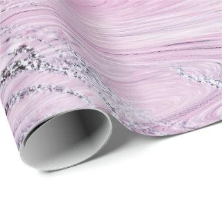 Lilac Purple Silver Brush Molten Marble Shiny Glam
