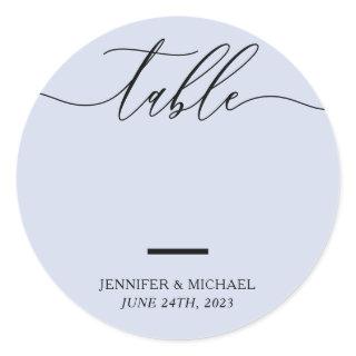 Lilac Wedding Seating Script Table Number Classic Round Sticker