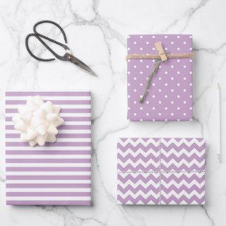Lilac & White Stripes Polka Dot Chevron Pattern  Sheets