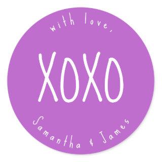 Lilac XOXO Romantic Personalized Classic Round Sticker
