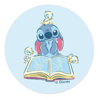 Lilo & Stitch Reading - A Heartwarming Tale Classic Round Sticker