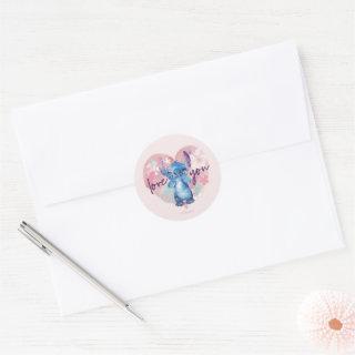 Lilo & Stitch | Stitch Watercolor Valentine Heart Classic Round Sticker