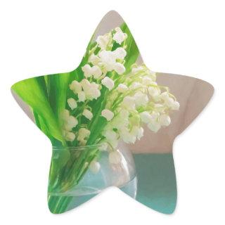 Lily of the valley in vase star sticker