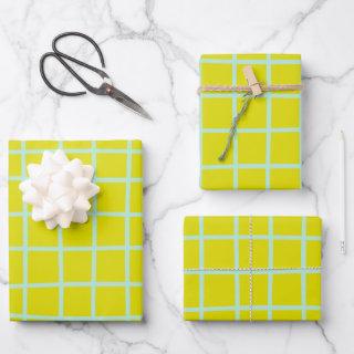 Lime and Aqua Abstract Grid Lines Pattern   Sheets